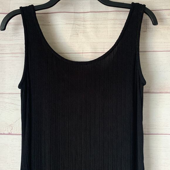 Vintage Alex Evenings Black Ribbed Maxi Dress Sleeveless Cocktail Gown Size 12 - Picture 2 of 16